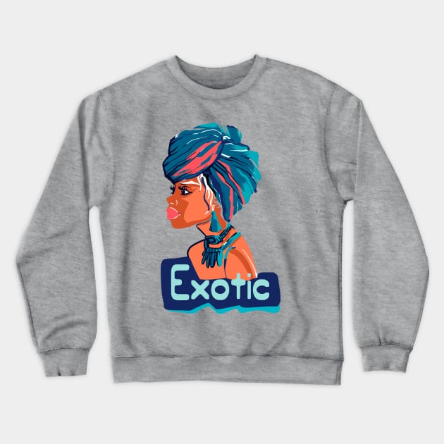 African girl exotic Crewneck Sweatshirt by Mako Design 